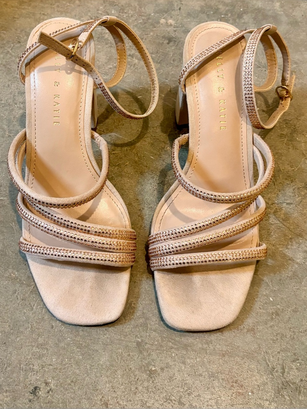 Kelly & Katie Light Pink Strappy Block Heel Sandals, Size 8